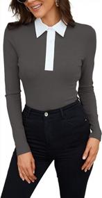 img 4 attached to Women'S Polo Shirts: Fall Fashion With Lapel Collar, V Neck And Long/Short Sleeves - WOSALBA.