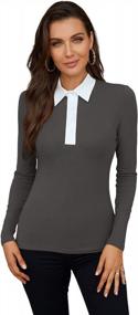 img 2 attached to Women'S Polo Shirts: Fall Fashion With Lapel Collar, V Neck And Long/Short Sleeves - WOSALBA.