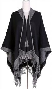 img 4 attached to Ayliss Women'S Color Block Shawl Wrap Open Front Pashmina Poncho Cape Cardigans