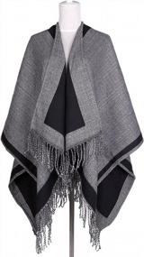 img 3 attached to Ayliss Women'S Color Block Shawl Wrap Open Front Pashmina Poncho Cape Cardigans
