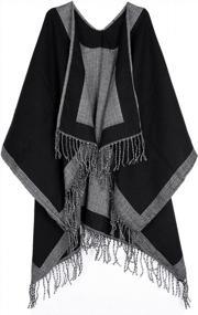 img 2 attached to Ayliss Women'S Color Block Shawl Wrap Open Front Pashmina Poncho Cape Cardigans
