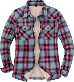 img 4 attached to ThCreasa Flannel Jacket Pockets Sherpa Women's Clothing at Coats, Jackets & Vests