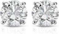 women's earrings: 1 carat round-cut natural diamond studs in 14k white, yellow, or rose gold logo