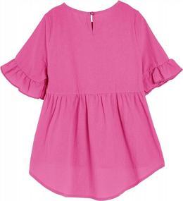 img 3 attached to Bigyonger Girl'S Cute Round Neck Ruffled Short Sleeve Top High Low Peplum Blouse