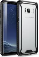 slim fit galaxy s8 case with anti-slip grip & reinforced corner protection - poetic affinity for samsung black/clear logo