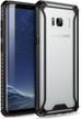 slim fit galaxy s8 case with anti-slip grip & reinforced corner protection - poetic affinity for samsung black/clear logo