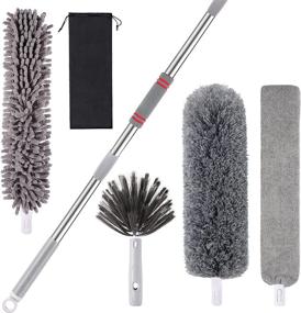 img 4 attached to SetSail Microfiber Dusters for Cleaning Kit with Extra-Long 10 Foot Aluminum Duster and Extension Pole, Including Washable Cobweb Duster, Ceiling Fan Duster, and Gap Cleaning Duster - 122 inches (10 ft)