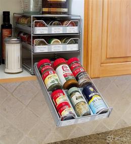 img 2 attached to Lipper International Three-Tier Tilt Down Kitchen and Cooking Spice Drawer: Efficient Storage Solution in Silver/Gray