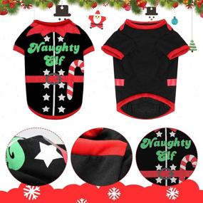 img 1 attached to BWOGUE 2 Pack Dog Christmas Shirts - Santa &amp; Elf Costume Printed Puppy Shirts - Festive Christmas Themed Soft Dog Clothing for Cats Small Dogs Pupp, L