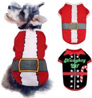 bwogue 2 pack dog christmas shirts - santa &amp; elf costume printed puppy shirts - festive christmas themed soft dog clothing for cats small dogs pupp, l логотип