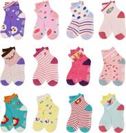 non-slip skid socks for kids - 12 pairs of cotton crew socks with grips for boys and girls ages 1-7 logo