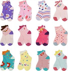 img 4 attached to Non-Slip Skid Socks For Kids - 12 Pairs Of Cotton Crew Socks With Grips For Boys And Girls Ages 1-7