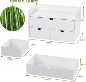 img 3 attached to Wisuce White Bamboo Desk Drawer Organizer For Office Supplies, Bills, Cosmetics, Seals & Kitchen Utensils - No Assembly Required