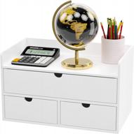 wisuce white bamboo desk drawer organizer for office supplies, bills, cosmetics, seals & kitchen utensils - no assembly required логотип