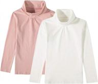 cotton spandex long sleeve turtleneck shirts for girls (ages 3-12) - unacoo kids 1, 2, or 3 pack logo