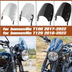 img 4 attached to Lorababer Motorcycle Flyscreen Windscreens Pare-Brise Compatible With T-Riumph Bonneville T100 T120 Wind Deflectors Windshield Windscreen T 100 T 120 Accessories (Light Smoke)