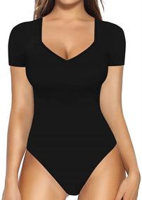 img 4 attached to MANGOPOP Womens Sweetheart Bodysuit Jumpsuits Women's Clothing ~ Bodysuits