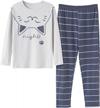 cuddly comfort for big kids: shop cute cat pajamas in size 12-18 for girls with long sleeve and pant teen pjs sleepwear set logo