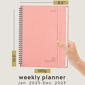 img 3 attached to POPRUN 2023 Planner With Hourly Schedule & Vertical Weekly Layout - Agenda 2023 Weekly And Monthly 8.5" X 10.5", Monthly Expense & Notes, Inner Pocket, Vegan Leather Soft Cover - Pink