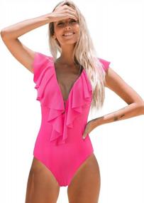 img 4 attached to Get Summer Ready With SPORLIKE'S Stylish Women'S V-Neck Ruffle One Piece Swimsuit