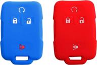 bar autotech remote key silicone rubber keyless entry shell case fob and key cover fit for chevrolet silverado colorado m3n32337100 13577770 13577771 gmc sierra yukon cadillac (1 pair) (blue red) логотип