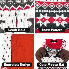 img 2 attached to KYEESE Christmas Dog Sweater Hoodie Reindeer Red Dogs Knitwear Pullover Pet Sweater With Leash Hole Ugly Christmas Dog Sweater For Small Dogs