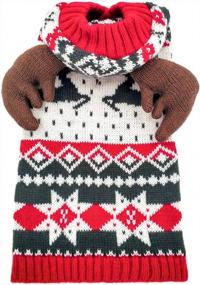 img 4 attached to KYEESE Christmas Dog Sweater Hoodie Reindeer Red Dogs Knitwear Pullover Pet Sweater With Leash Hole Ugly Christmas Dog Sweater For Small Dogs
