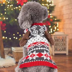 img 1 attached to KYEESE Christmas Dog Sweater Hoodie Reindeer Red Dogs Knitwear Pullover Pet Sweater With Leash Hole Ugly Christmas Dog Sweater For Small Dogs