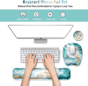 img 3 attached to Enhance Your Comfort And Performance With The Ergonomic Keyboard Wrist Rest And Mouse Pad Set - Green Fluid Design