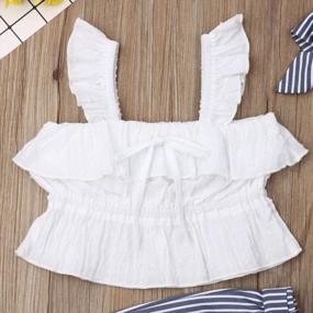 img 1 attached to Toddler Baby Girls Sleeveless Pleated Crop Top+Striped Ruffle Shorts+Headband Outfits Summer 3 PCS Clothes Set