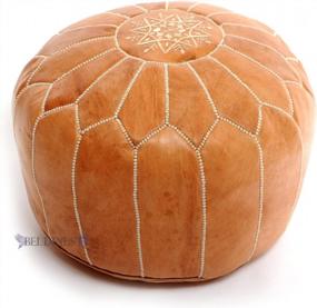img 4 attached to Handmade Luxury: BeldiNest Moroccan Leather Pouf Ottoman In Tan