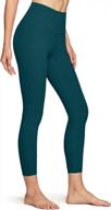 stretchy yoga capri leggings with hidden pockets for women's workout, running and fitness routine logo