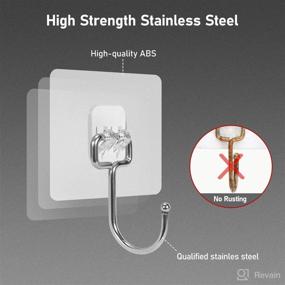 img 2 attached to 🧲 FACURY Large Adhesive Hooks - 22Ib(Max), Waterproof & Rustproof Stainless Steel Hooks for Heavy Duty Hanging of Towels, Coats - Ideal for Kitchen, Bathroom, Home & Office Use - Pack of 8