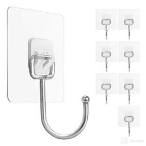 img 4 attached to 🧲 FACURY Large Adhesive Hooks - 22Ib(Max), Waterproof & Rustproof Stainless Steel Hooks for Heavy Duty Hanging of Towels, Coats - Ideal for Kitchen, Bathroom, Home & Office Use - Pack of 8