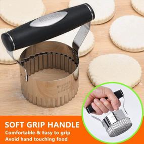 img 3 attached to Professional Baking Dough Tools: Fluted Edge Wave Cookie Cutters With Handle, 2.75 Inch Stainless Steel Circle Round Cutter For Thick Pastry Dough - Perfect Gift Package, HULISEN Biscuit Cutter