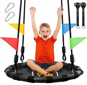 img 4 attached to 24In Kid Tree Swing W/ 900D Waterproof Oxford Platform - Adjustable Hanging Ropes For 1-2 Kids By Odoland!