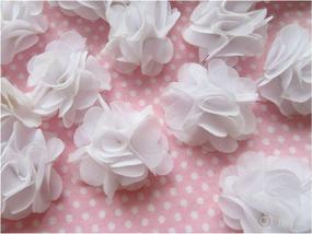 img 2 attached to 🌼 Pack of 30 Mini Chiffon Flower Hair Accessories - 1 Inch Hair Flower Headband in White by YYCRAFT