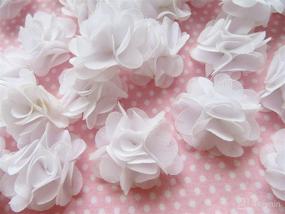 img 1 attached to 🌼 Pack of 30 Mini Chiffon Flower Hair Accessories - 1 Inch Hair Flower Headband in White by YYCRAFT