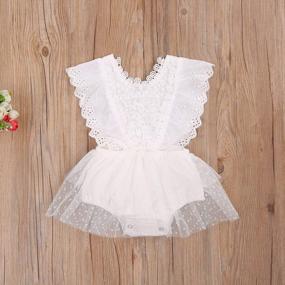 img 3 attached to Kayotuas Newborn Infant Baby Girls Butterfly Sleeve Romper Clothes Ruffle Lace Bodysuit Tutu Dress Jumpsuit Princess Outfit