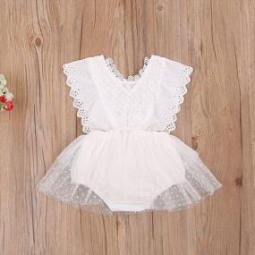 img 1 attached to Kayotuas Newborn Infant Baby Girls Butterfly Sleeve Romper Clothes Ruffle Lace Bodysuit Tutu Dress Jumpsuit Princess Outfit