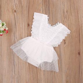 img 2 attached to Kayotuas Newborn Infant Baby Girls Butterfly Sleeve Romper Clothes Ruffle Lace Bodysuit Tutu Dress Jumpsuit Princess Outfit