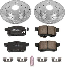 img 1 attached to 🔝 Enhance Your Braking Performance with Power Stop K5368 Rear Z23 Carbon Fiber Brake Pads & Drilled/Slotted Rotors Kit