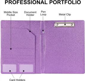 img 3 attached to Cacturism Bling Purple Padfolio: складной блокнот для буфера обмена размером с букву, органайзер для портфолио из искусственной кожи для женских рабочих и деловых документов