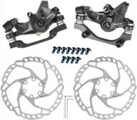 adjustable mechanical disc brake set with aluminum front and rear calipers, accompanied by 160mm brake rotors - ideal for mountain bikes, road bicycles, fixed gear and bmx cycling logo