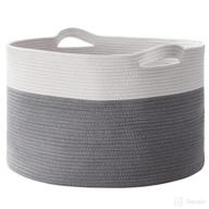 🧺 organizix extra large round cotton rope storage basket bin organizer: 21 x 21 x 14, gray логотип