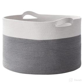 img 4 attached to 🧺 Organizix Extra Large Round Cotton Rope Storage Basket Bin Organizer: 21 x 21 x 14, Gray