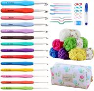 14 sizes ergonomic crochet hooks set 2mm(b)-10mm(n), crochet kits with 6 yarn balls logo