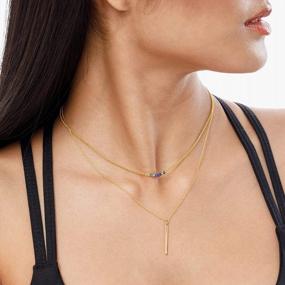 img 1 attached to 24K Gold Plated Layered Necklace Set For Women - Dainty Choker Y Pendant, Stackable Boho Bar Ring Disc Arrow Horn Adjustable Beaded Jewelry