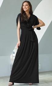 img 3 attached to KOH KOH Elegant Short Sleeve 👗 V-Neck Flowy Cocktail Gown: Perfect for Formal Occasions