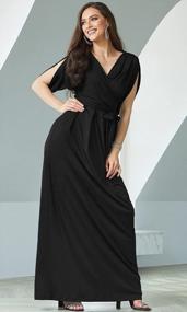 img 2 attached to KOH KOH Elegant Short Sleeve 👗 V-Neck Flowy Cocktail Gown: Perfect for Formal Occasions